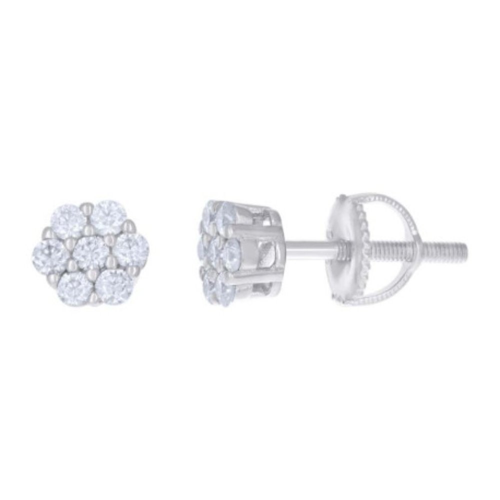New 925 Sterling Silver 0.31ctw VVS Moissanite Flower Earrings